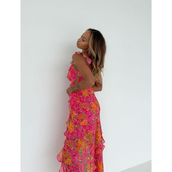 NWT RUMORED Just Like Heaven Maxi Dress – Electric Begonia Floral Size XS $164 - Picture 1 of 11
